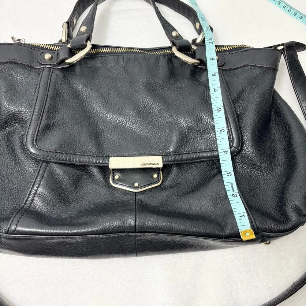 B Makowsky Large Black Genuine Leather Handbag‎ Lombard Satchel